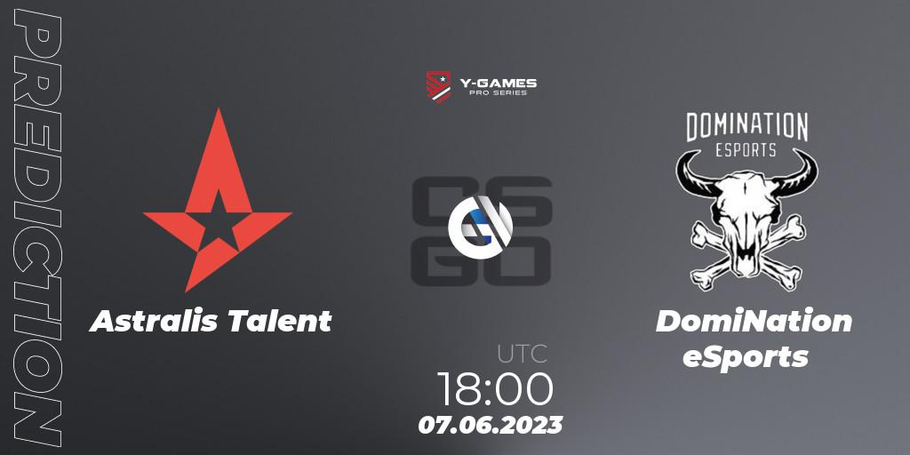 Astralis Talent - DomiNation eSports: Maç tahminleri. 07.06.23, CS2 (CS:GO), Y-Games PRO Series 2023