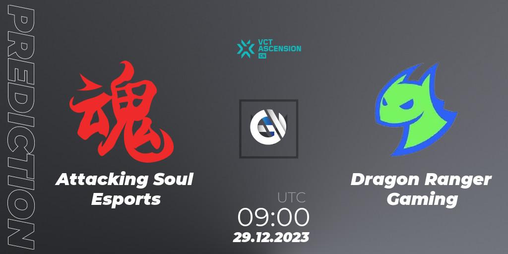 Attacking Soul Esports - Dragon Ranger Gaming: Maç tahminleri. 29.12.23, VALORANT, VALORANT China Ascension 2023
