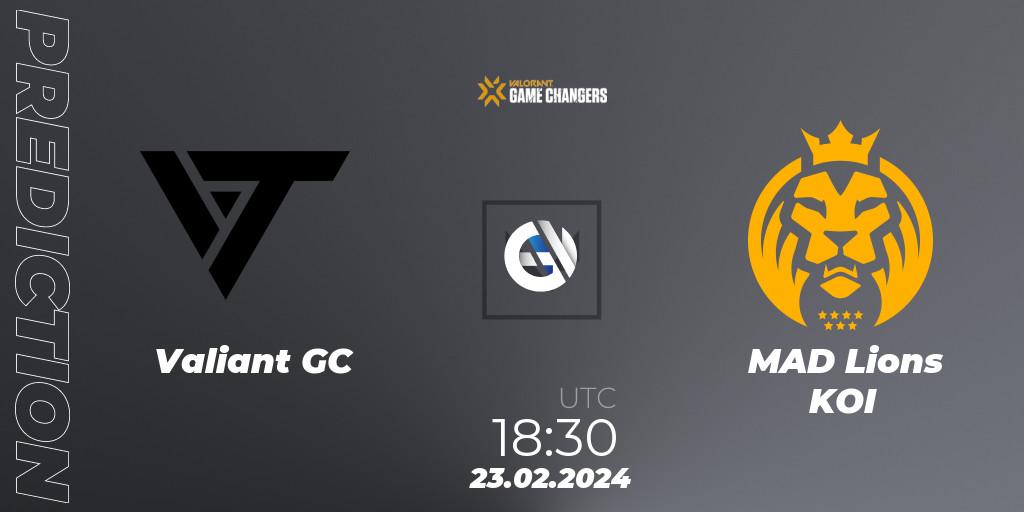 Valiant GC - MAD Lions KOI: Maç tahminleri. 23.02.2024 at 19:30, VALORANT, VCT 2024: Game Changers EMEA Stage 1
