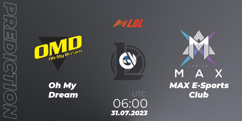Oh My Dream - MAX E-Sports Club: Maç tahminleri. 31.07.2023 at 06:00, LoL, LDL 2023 - Playoffs
