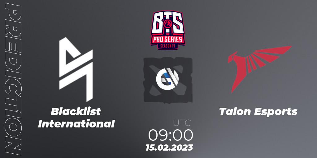 Blacklist International - Talon Esports: Maç tahminleri. 15.02.2023 at 09:00, Dota 2, BTS Pro Series Season 14: Southeast Asia