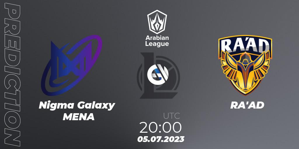 Nigma Galaxy MENA - RA'AD: Maç tahminleri. 05.07.2023 at 20:00, LoL, Arabian League Summer 2023 - Group Stage