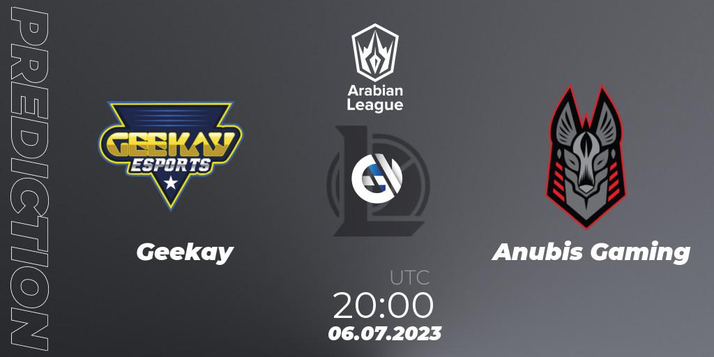 Geekay - Anubis Gaming: Maç tahminleri. 06.07.2023 at 20:00, LoL, Arabian League Summer 2023 - Group Stage