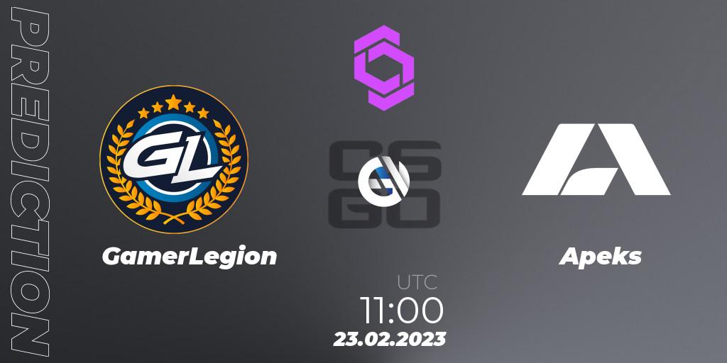 GamerLegion - Apeks: Maç tahminleri. 23.02.2023 at 11:00, Counter-Strike (CS2), CCT West Europe Series #1