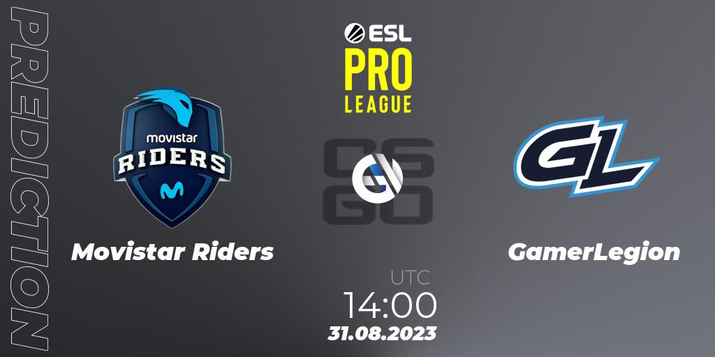Movistar Riders - GamerLegion: Maç tahminleri. 31.08.2023 at 14:00, Counter-Strike (CS2), ESL Pro League Season 18