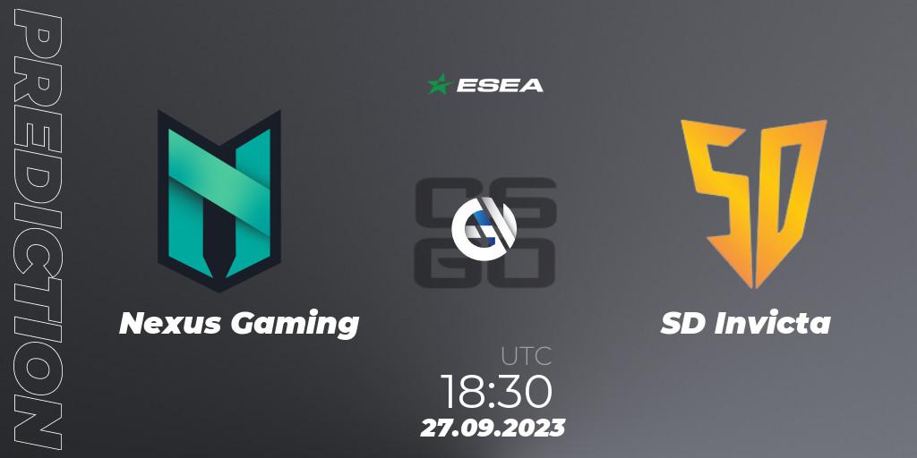 Nexus Gaming - SD Invicta: Maç tahminleri. 27.09.2023 at 17:00, Counter-Strike (CS2), ESEA Advanced Season 46 Europe
