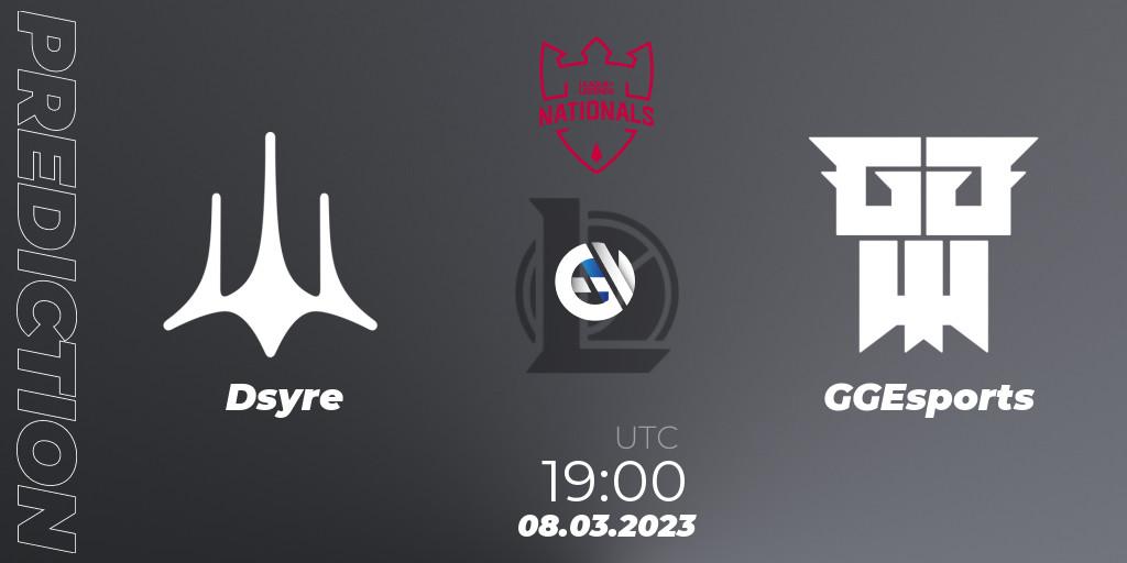 Dsyre - GGEsports: Maç tahminleri. 08.03.2023 at 19:00, LoL, PG Nationals Spring 2023 - Group Stage