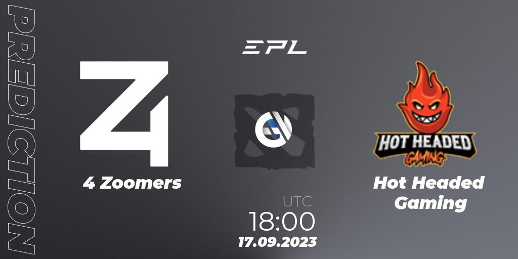 4 Zoomers - Hot Headed Gaming: Maç tahminleri. 17.09.2023 at 18:00, Dota 2, European Pro League Season 12