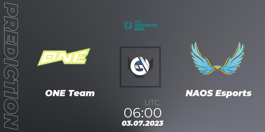 ONE Team - NAOS Esports: Maç tahminleri. 03.07.2023 at 06:00, VALORANT, VALORANT Challengers Ascension 2023: Pacific - Group Stage