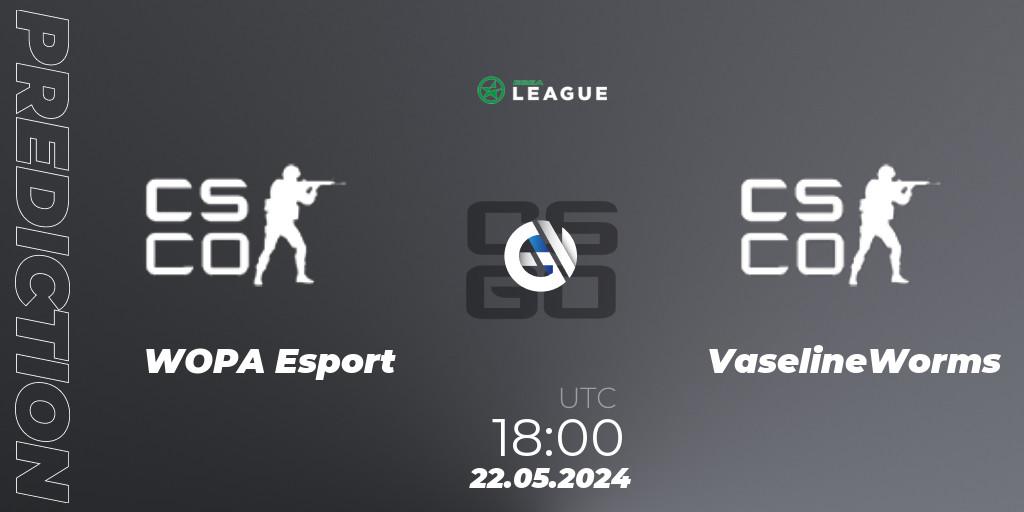 WOPA Esport - VaselineWorms: Maç tahminleri. 22.05.2024 at 18:00, Counter-Strike (CS2), ESEA Season 49: Advanced Division - Europe