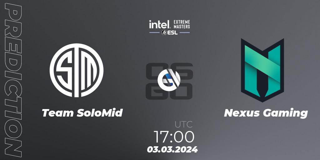 Team SoloMid - Nexus Gaming: Maç tahminleri. 03.03.24, CS2 (CS:GO), Intel Extreme Masters Dallas 2024: European Open Qualifier #1