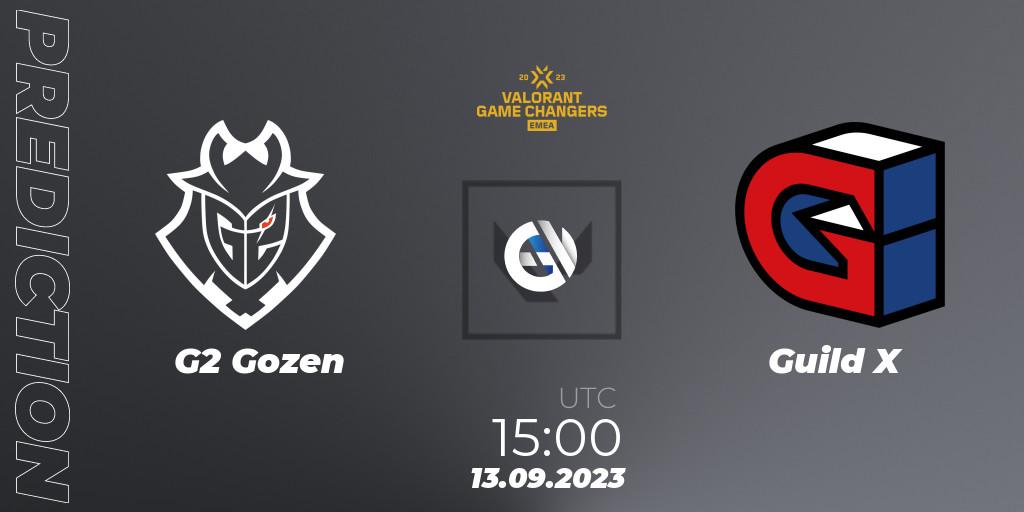 G2 Gozen - Guild X: Maç tahminleri. 13.09.2023 at 15:00, VALORANT, VCT 2023: Game Changers EMEA Stage 3 - Group Stage