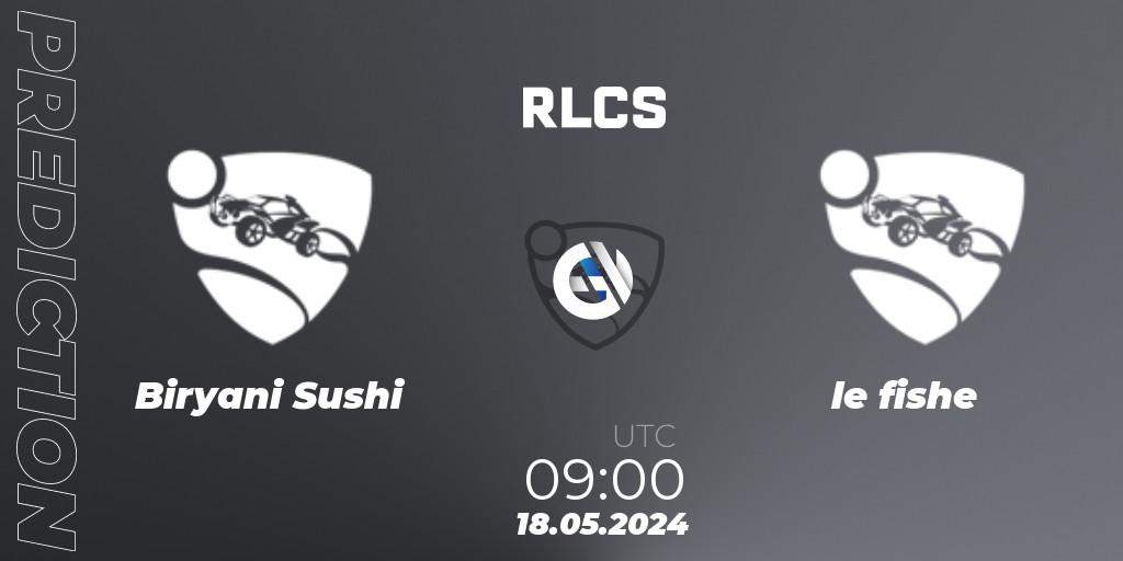 Biryani Sushi - le fishe: Maç tahminleri. 18.05.2024 at 09:00, Rocket League, RLCS 2024 - Major 2: APAC Open Qualifier 5
