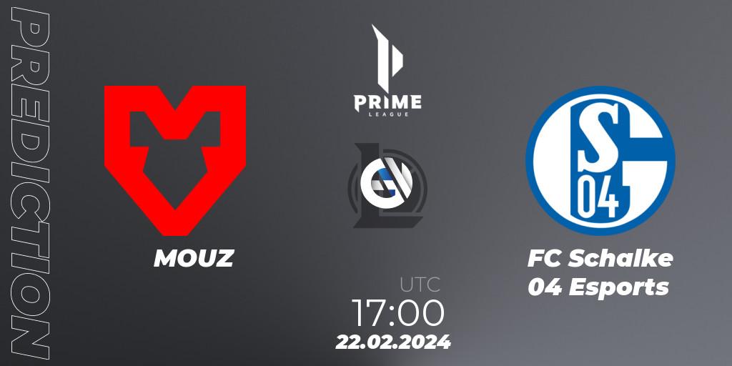 MOUZ - FC Schalke 04 Esports: Maç tahminleri. 22.02.24, LoL, Prime League Spring 2024 - Group Stage