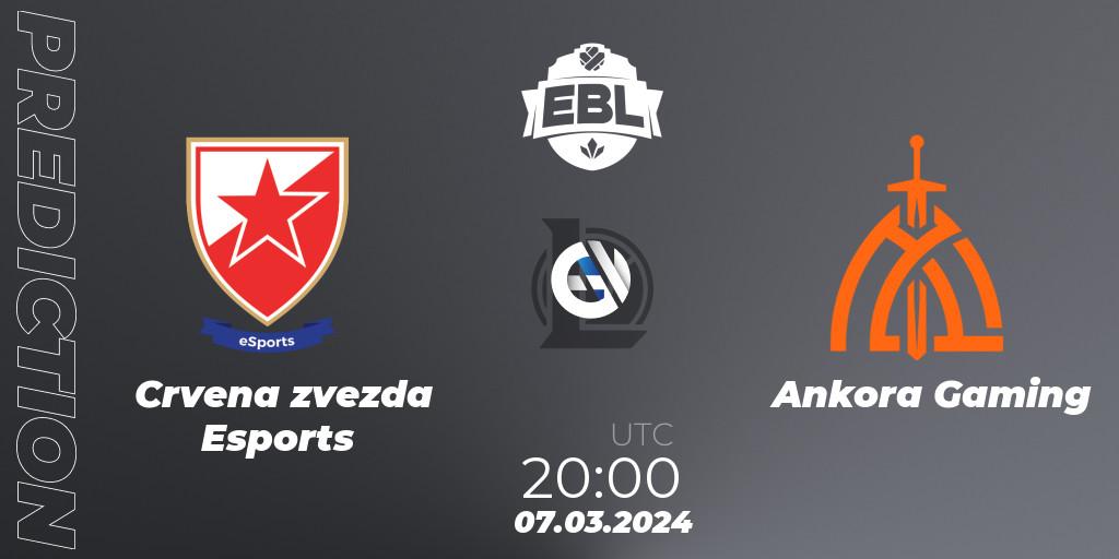 Crvena zvezda Esports - Ankora Gaming: Maç tahminleri. 07.03.2024 at 20:00, LoL, Esports Balkan League Season 14