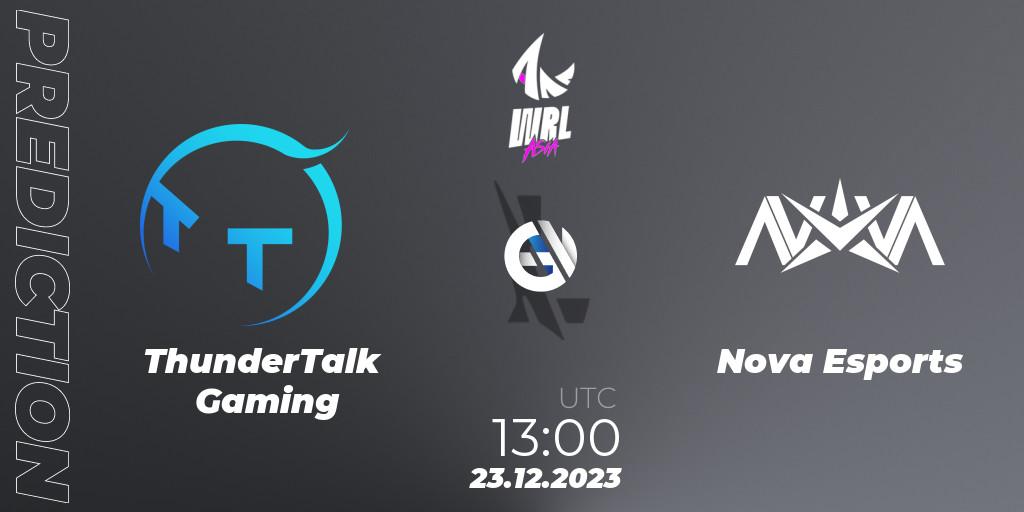 ThunderTalk Gaming - Nova Esports: Maç tahminleri. 23.12.2023 at 13:00, Wild Rift, WRL Asia 2023 - Season 2 - Regular Season