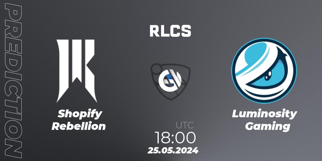 Shopify Rebellion - Luminosity Gaming: Maç tahminleri. 25.05.2024 at 18:00, Rocket League, RLCS 2024 - Major 2: NA Open Qualifier 6