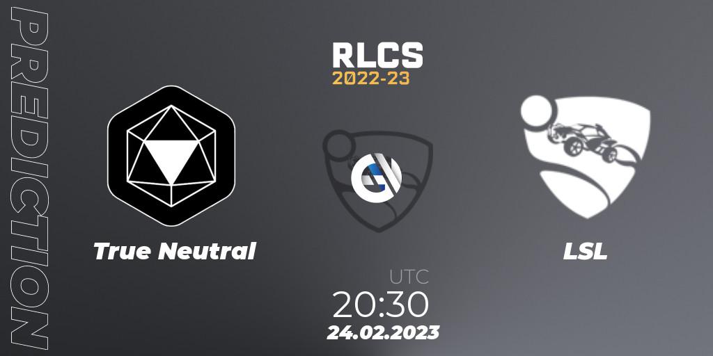 True Neutral - LSL: Maç tahminleri. 24.02.2023 at 20:30, Rocket League, RLCS 2022-23 - Winter: South America Regional 3 - Winter Invitational