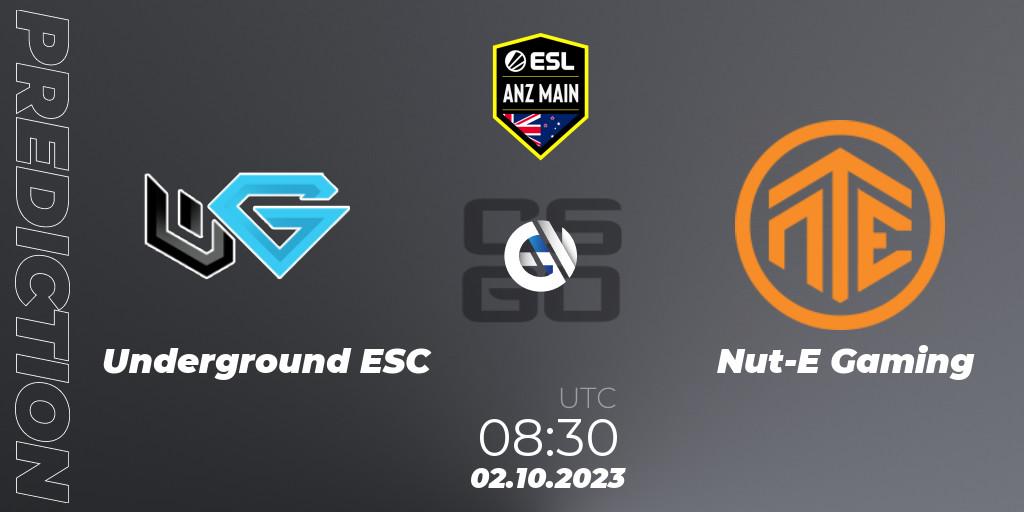 Underground ESC - Nut-E Gaming: Maç tahminleri. 02.10.2023 at 08:30, Counter-Strike (CS2), ESL ANZ Main Season 17