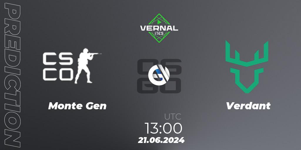 Monte Gen - Verdant: Maç tahminleri. 21.06.2024 at 13:00, Counter-Strike (CS2), ITES Vernal