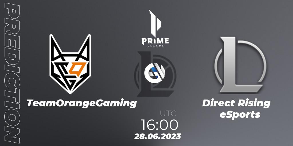 TeamOrangeGaming - Direct Rising eSports: Maç tahminleri. 28.06.2023 at 16:00, LoL, Prime League 2nd Division Summer 2023
