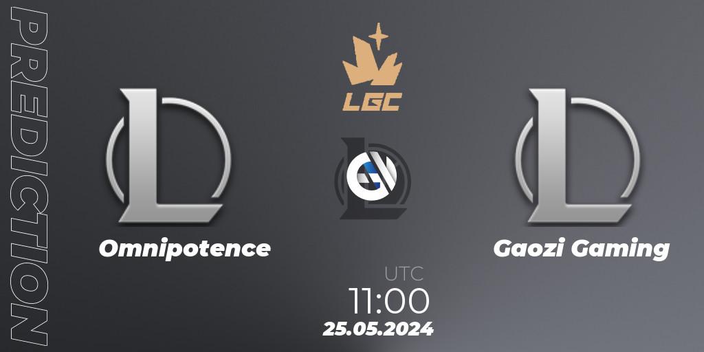 Omnipotence - Gaozi Gaming: Maç tahminleri. 25.05.2024 at 11:00, LoL, Legend Cup 2024