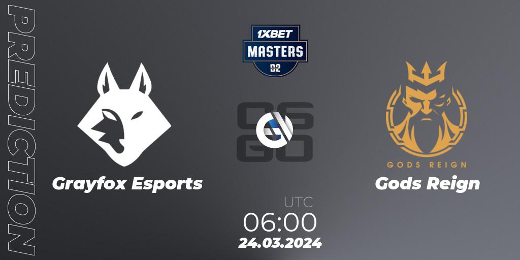 Grayfox Esports - Gods Reign: Maç tahminleri. 24.03.2024 at 06:00, Counter-Strike (CS2), Dust2.in Masters #8