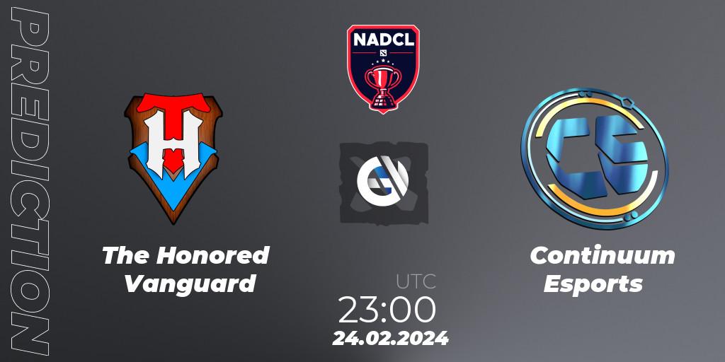 The Honored Vanguard - Continuum Esports: Maç tahminleri. 24.02.2024 at 23:00, Dota 2, North American Dota Challengers League Season 6 Division 1