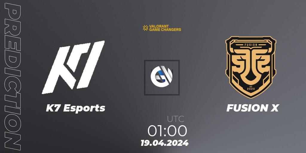 K7 Esports - FUSION X: Maç tahminleri. 19.04.2024 at 01:00, VALORANT, VCT 2024: Game Changers LAN - Opening