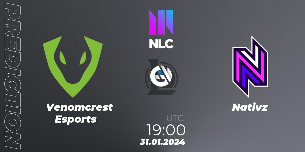 Venomcrest Esports - Nativz: Maç tahminleri. 31.01.2024 at 19:00, LoL, NLC 1st Division Spring 2024