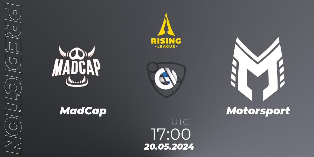MadCap - Motorsport: Maç tahminleri. 20.05.2024 at 17:00, Rocket League, Rising League 2024 — Split 1 — Main Event