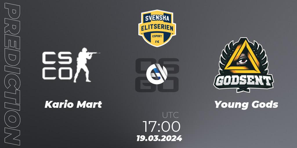 Kario Mart - Young Gods: Maç tahminleri. 19.03.2024 at 17:00, Counter-Strike (CS2), Svenska Elitserien Spring 2024