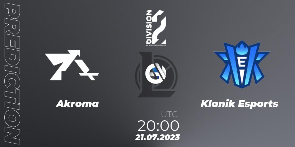 Akroma - Klanik Esports: Maç tahminleri. 21.07.2023 at 20:00, LoL, LFL Division 2 Summer 2023 - Group Stage