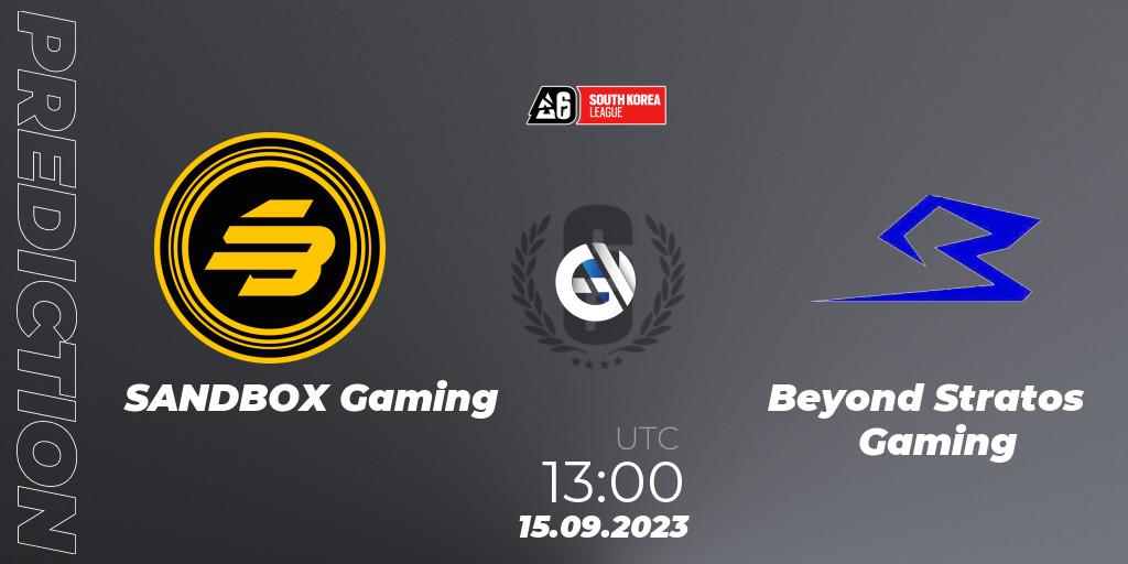 SANDBOX Gaming - Beyond Stratos Gaming: Maç tahminleri. 15.09.2023 at 13:00, Rainbow Six, South Korea League 2023 - Stage 2