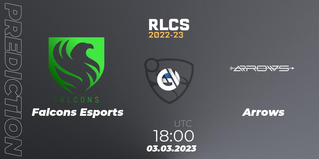 Falcons Esports - Arrows: Maç tahminleri. 03.03.2023 at 18:20, Rocket League, RLCS 2022-23 - Winter: Middle East and North Africa Regional 3 - Winter Invitational