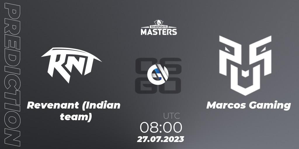 Revenant (Indian team) - Marcos Gaming: Maç tahminleri. 27.07.2023 at 11:00, Counter-Strike (CS2), Skyesports Masters 2023: Regular Season
