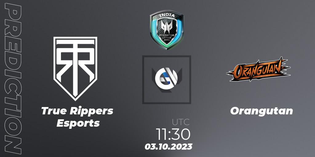 True Rippers Esports - Orangutan: Maç tahminleri. 05.10.2023 at 11:15, VALORANT, Predator League 2024: India
