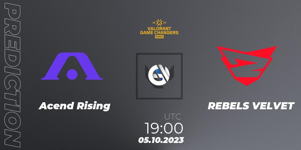 Acend Rising - REBELS VELVET: Maç tahminleri. 05.10.2023 at 19:20, VALORANT, VCT 2023: Game Changers EMEA Stage 3 - Playoffs