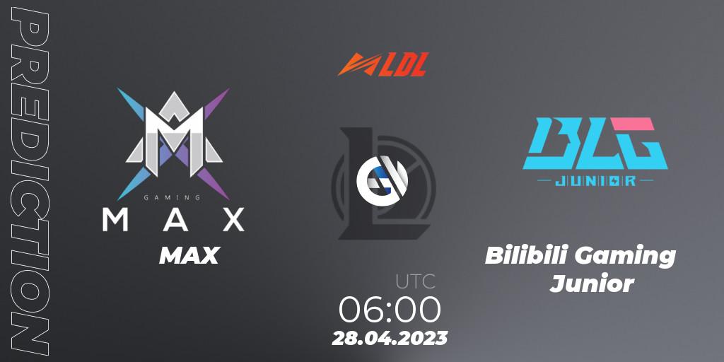 MAX - Bilibili Gaming Junior: Maç tahminleri. 28.04.2023 at 06:00, LoL, LDL 2023 - Regular Season - Stage 2