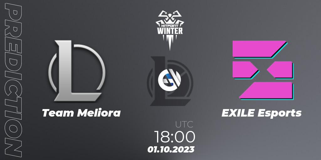 Team Meliora - EXILE Esports: Maç tahminleri. 01.10.2023 at 18:00, LoL, Hitpoint Masters Winter 2023 - Group Stage