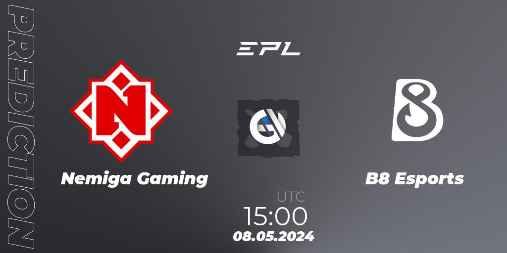 Nemiga Gaming - B8 Esports: Maç tahminleri. 08.05.2024 at 16:00, Dota 2, European Pro League Season 18