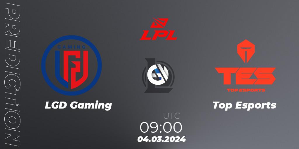 LGD Gaming - Top Esports: Maç tahminleri. 04.03.2024 at 09:00, LoL, LPL Spring 2024 - Group Stage