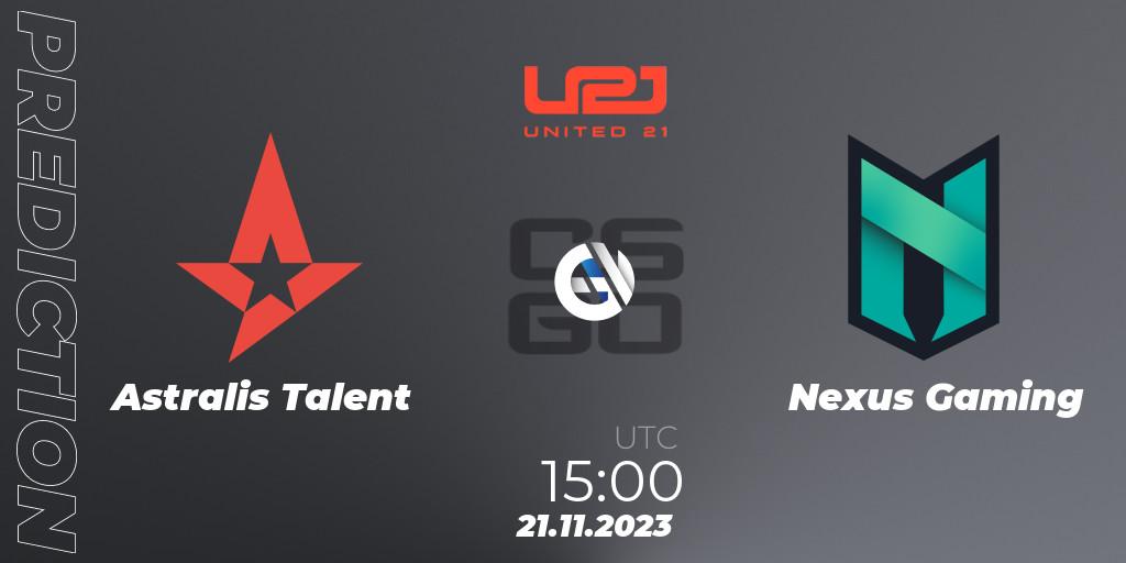 Astralis Talent - Nexus Gaming: Maç tahminleri. 21.11.2023 at 16:00, Counter-Strike (CS2), United21 Season 8