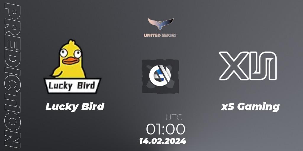 Lucky Bird - x5 Gaming: Maç tahminleri. 14.02.2024 at 01:00, Dota 2, United Series 1