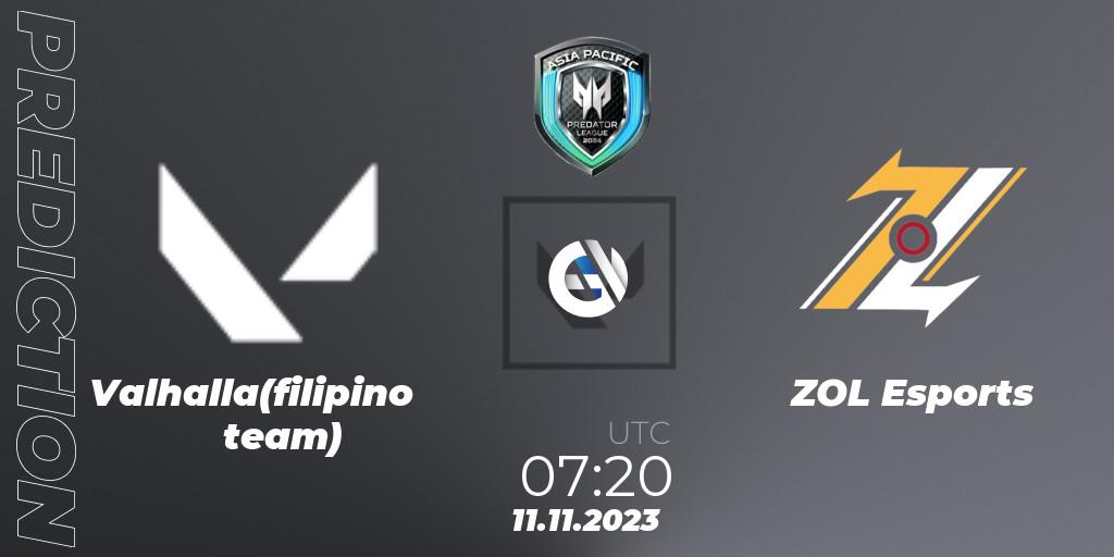 Valhalla(filipino team) - ZOL Esports: Maç tahminleri. 11.11.2023 at 12:00, VALORANT, Predator League Philippines 2024