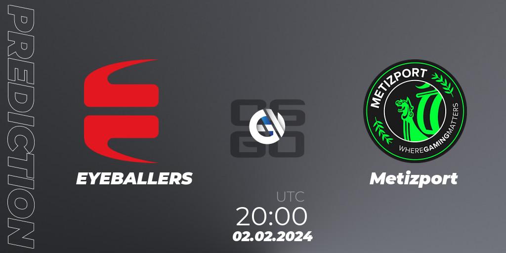 EYEBALLERS - Metizport: Maç tahminleri. 02.02.2024 at 20:00, Counter-Strike (CS2), Pelaajat Series Spring 2024 Nordics Open Qualifier 1