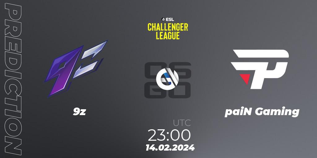 9z - paiN Gaming: Maç tahminleri. 14.02.2024 at 23:00, Counter-Strike (CS2), ESL Challenger League Season 47: South America
