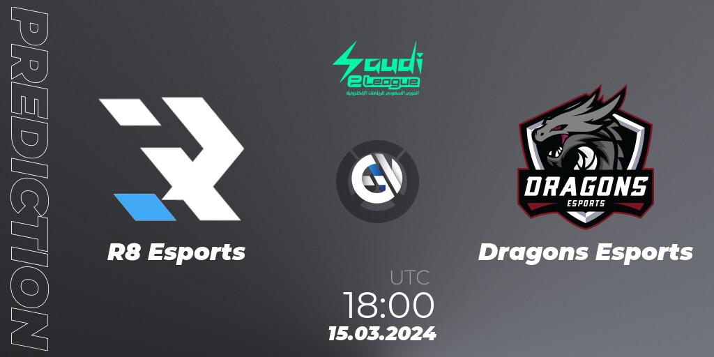 R8 Esports - Dragons Esports: Maç tahminleri. 15.03.2024 at 18:30, Overwatch, Saudi eLeague 2024 - Major 1 / Phase 2