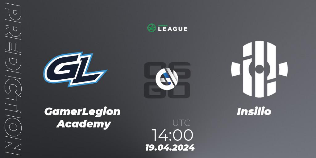 GamerLegion Academy - Insilio: Maç tahminleri. 19.04.2024 at 14:00, Counter-Strike (CS2), ESEA Season 49: Advanced Division - Europe