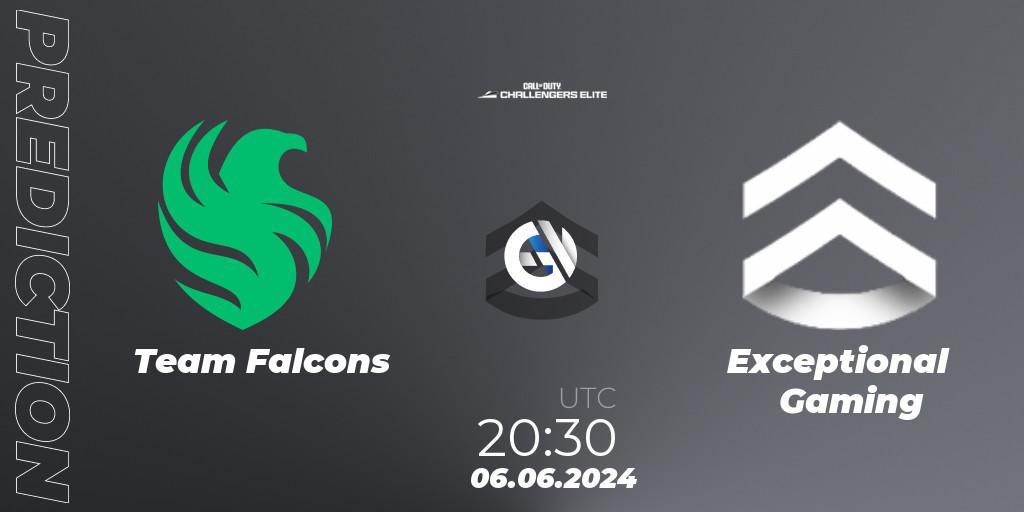 Team Falcons - Exceptional Gaming: Maç tahminleri. 06.06.2024 at 19:30, Call of Duty, Call of Duty Challengers 2024 - Elite 3: EU